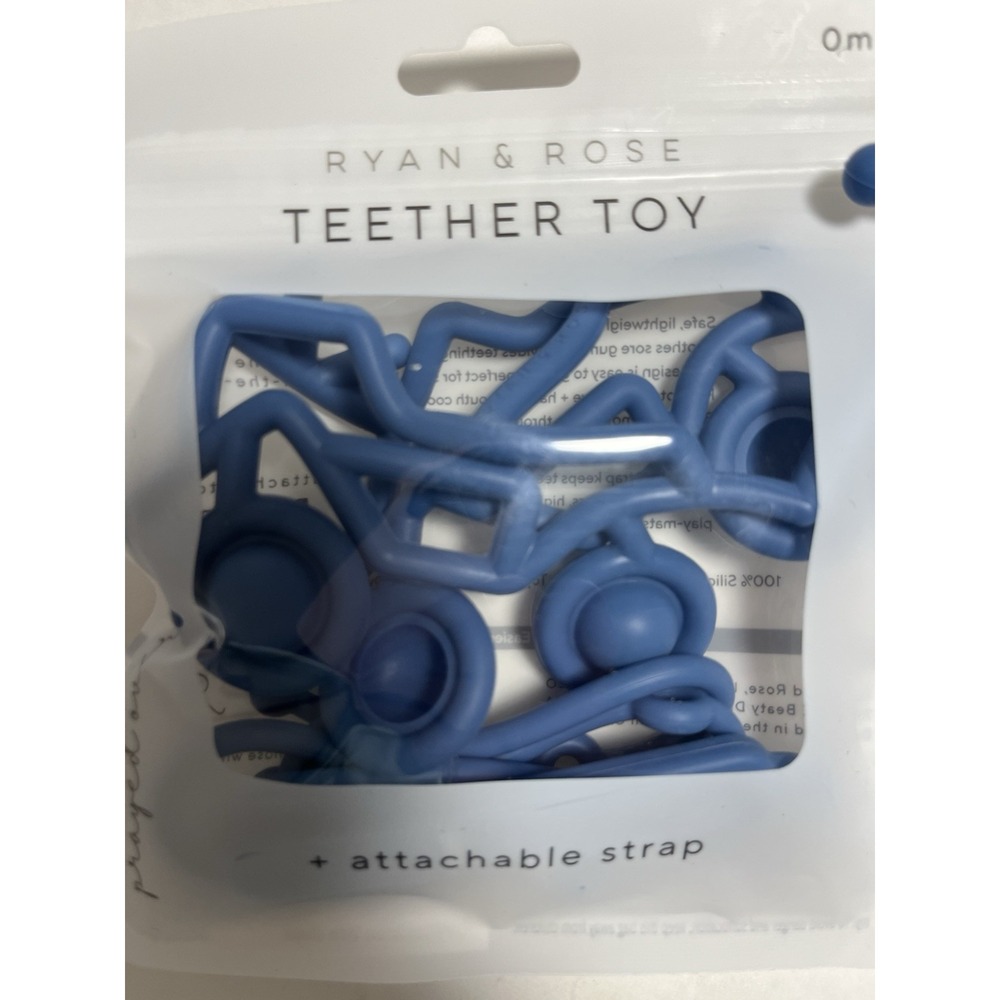 Ryan & Rose NEW Sealed Teether Toy Blue Truck Pop Wheels W/strap Dishwasher Safe - Picture 3 of 4